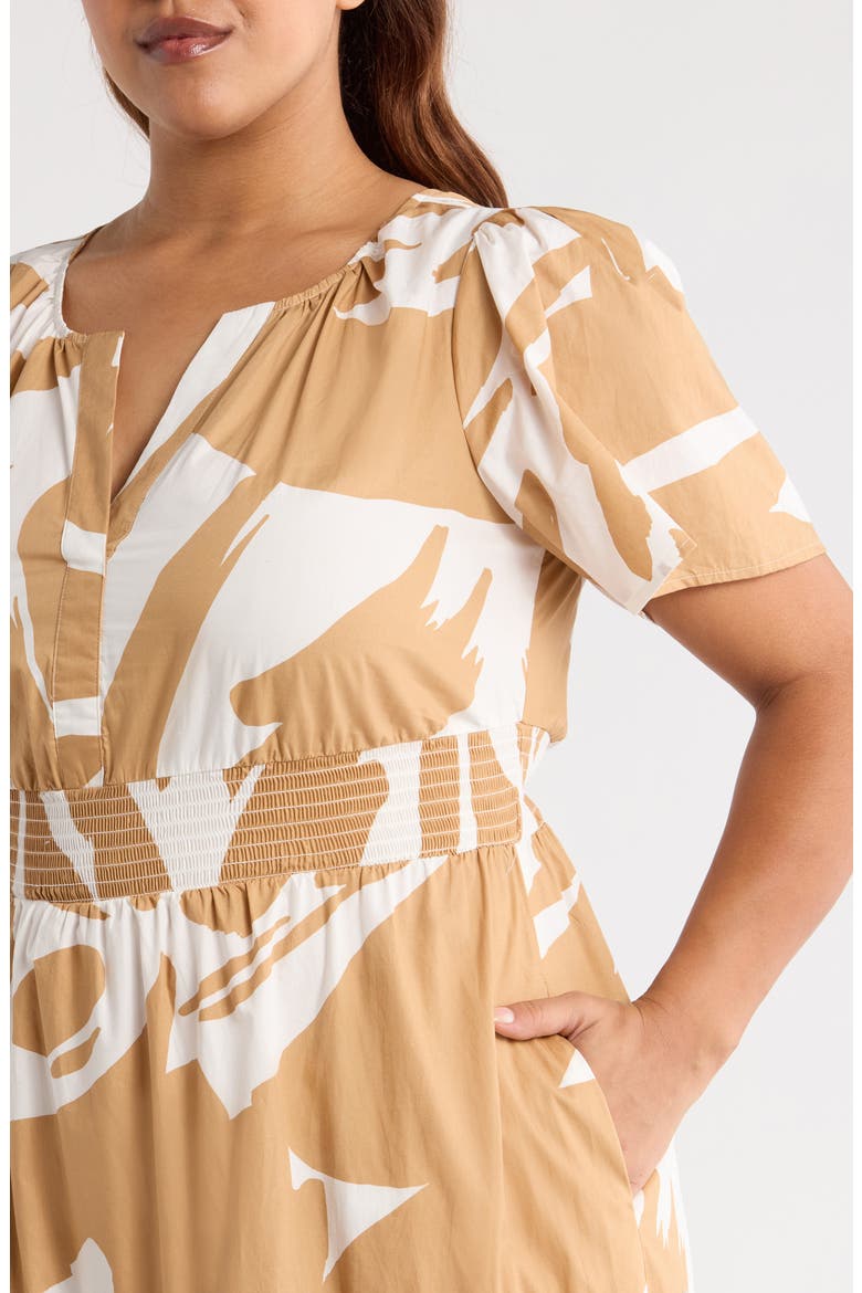 Hazel Abstract Palmer Tiered Cotton Maxi Dress, Alternate, color, CAMEL/ MULTI