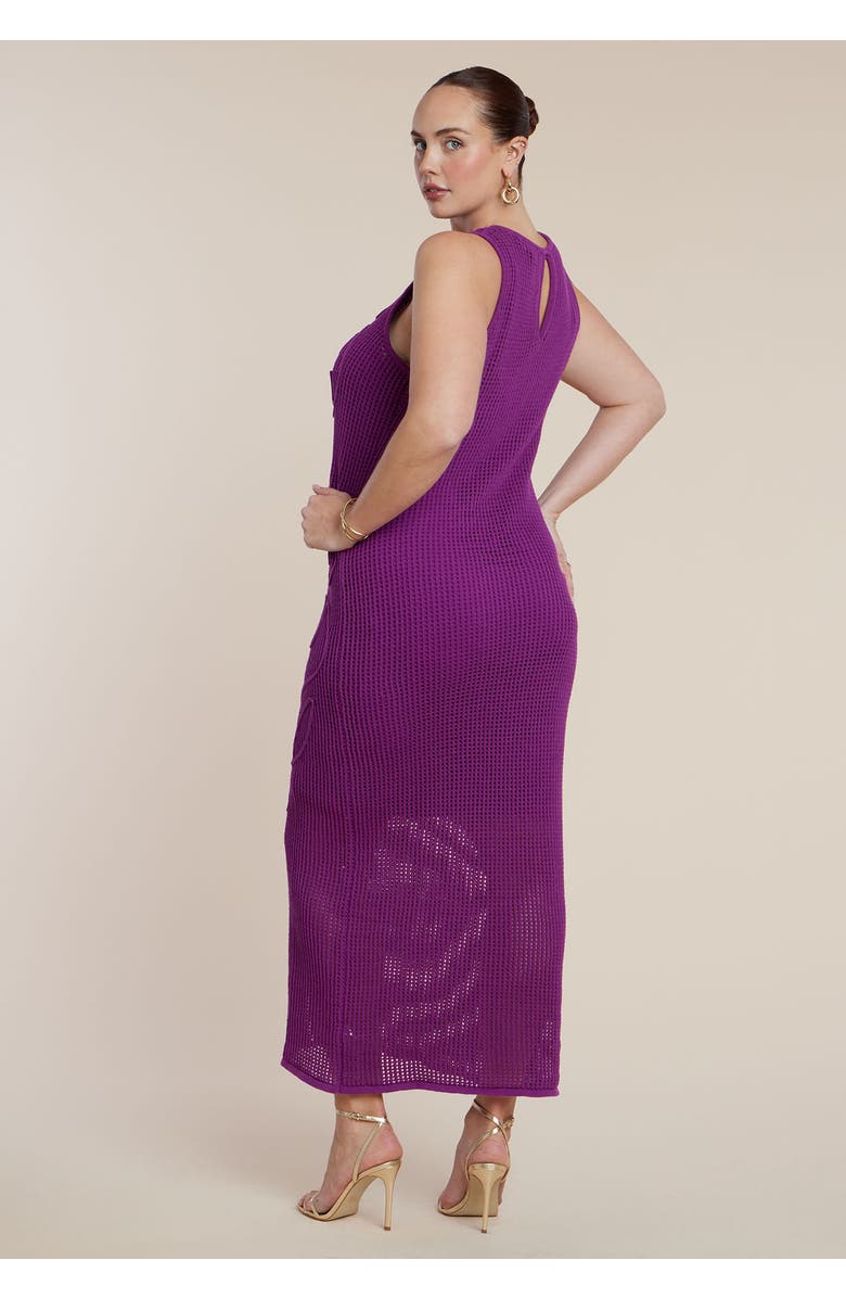 ELOQUII Floral Rope Knit Maxi Dresss, Alternate, color, Hollyhock