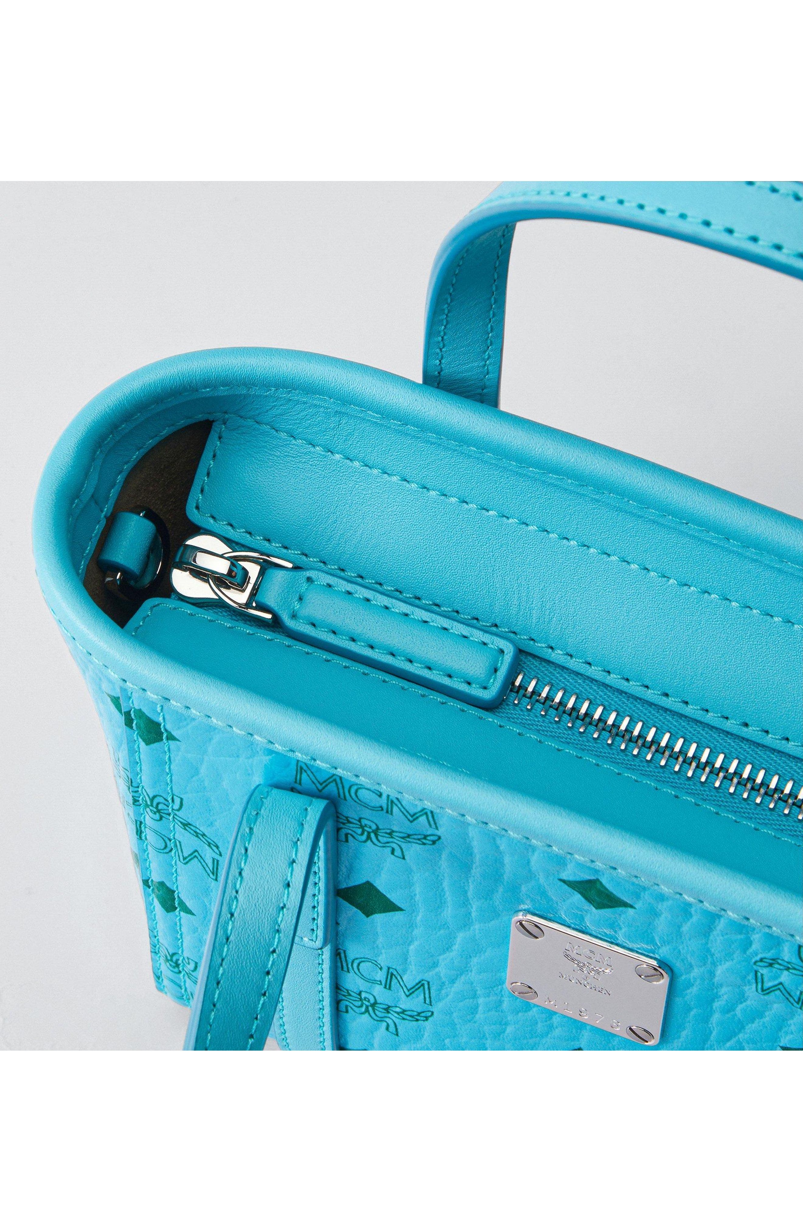 X-Mini Toni Top-Zip Shopper in Visetos, Alternate, color, Blue Ceramic