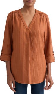 Jones New York Roll Tab Tunic Top