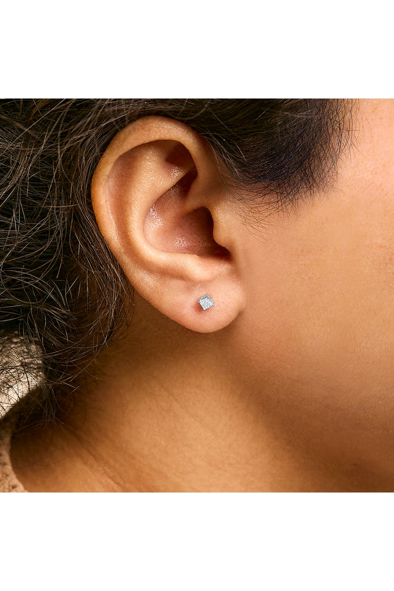 14K White Gold 1/4 Ct Princess Lab Grown Diamond Solitaire Stud Earrings, Alternate, color, White