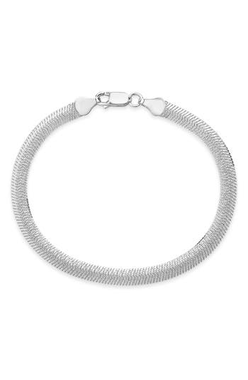 Sterling Forever Flat Snake Chain Bracelet In Metallic