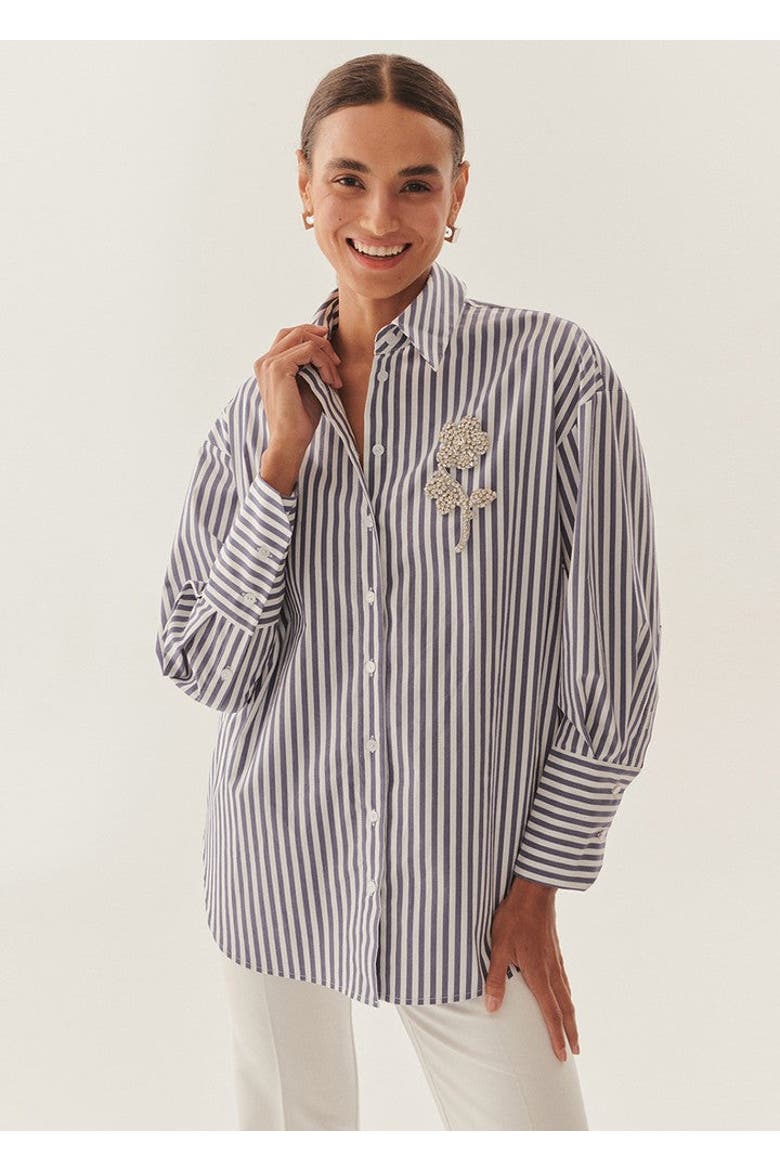 Daniela Poplin Shirt, Main, color, NAVY