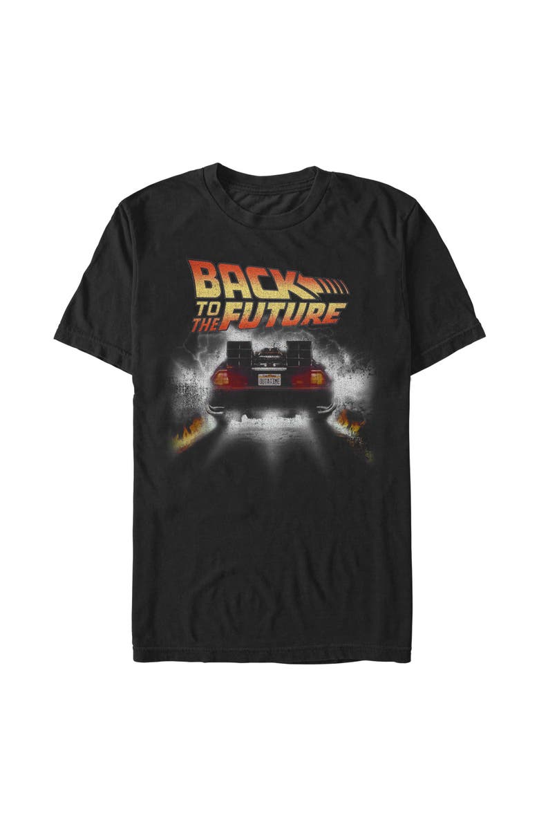 Back to the Future Men's Back to the Future Distressed Back Car  Graphic T-Shirt, Main, color, Black