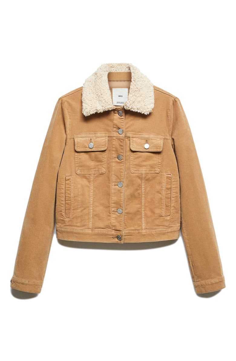 MANGO Corduroy Jacket with Faux Shearling Collar, Alternate, color, 