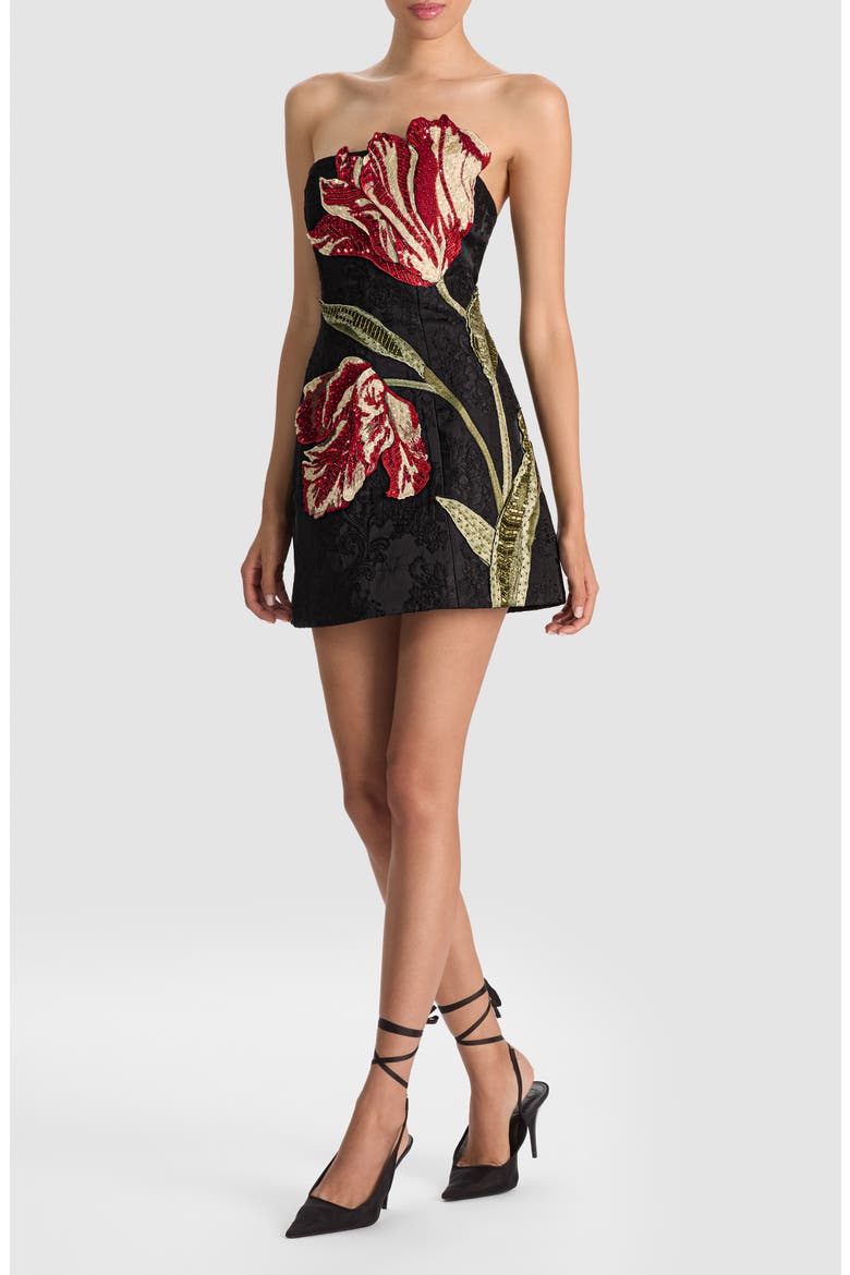 Katia Embellished Strapless Minidress, Alternate, color, SOFT TULIP BLACK