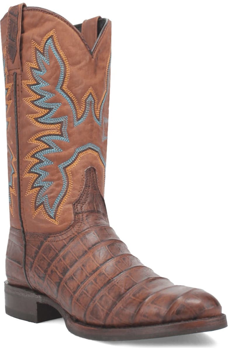 Dingo Trail Boss Alligator Embossed Cowboy Boot, Main, color, Brown