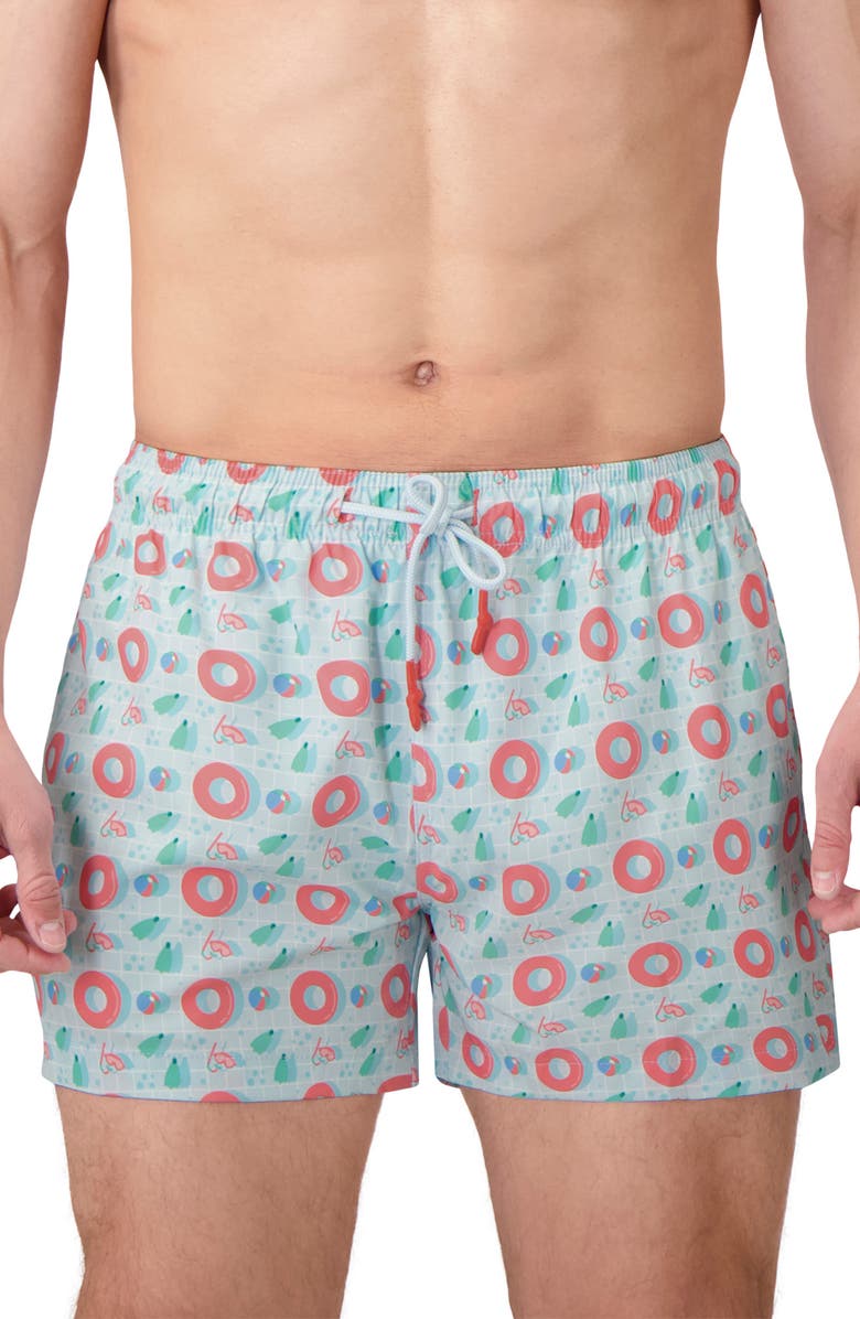 Sunset x Vine Print Swim Trunks, Main, color, Light Blue
