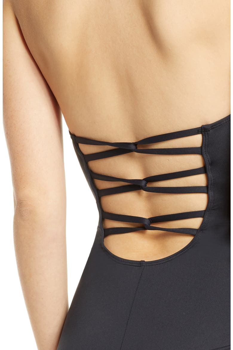 Halter One-Piece Swimsuit, Alternate, color, BLACK