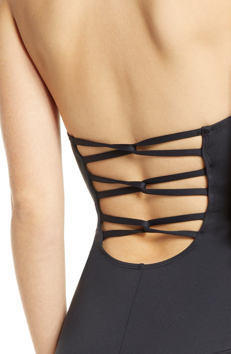 La Blanca Halter One-Piece Swimsuit, Alternate, color, Black