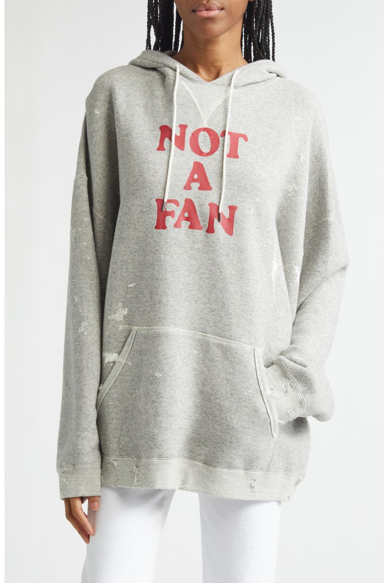 Not a Fan Paint Splattered Oversize Graphic Hoodie, Main, color, HEATHER GREY