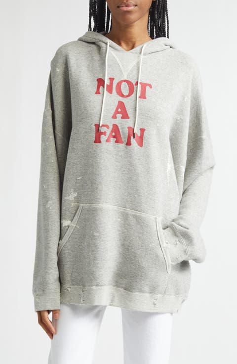 Not a Fan Paint Splattered Oversize Graphic Hoodie