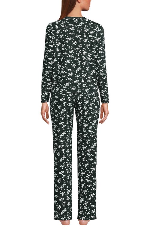 Lands' End Petite Knit 2 Piece Pajama Set In Green