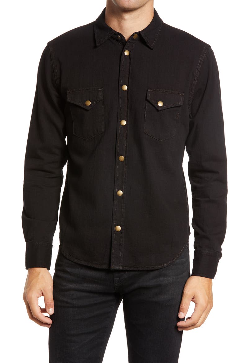 Denim Western Shirt, Main, color, BLACK