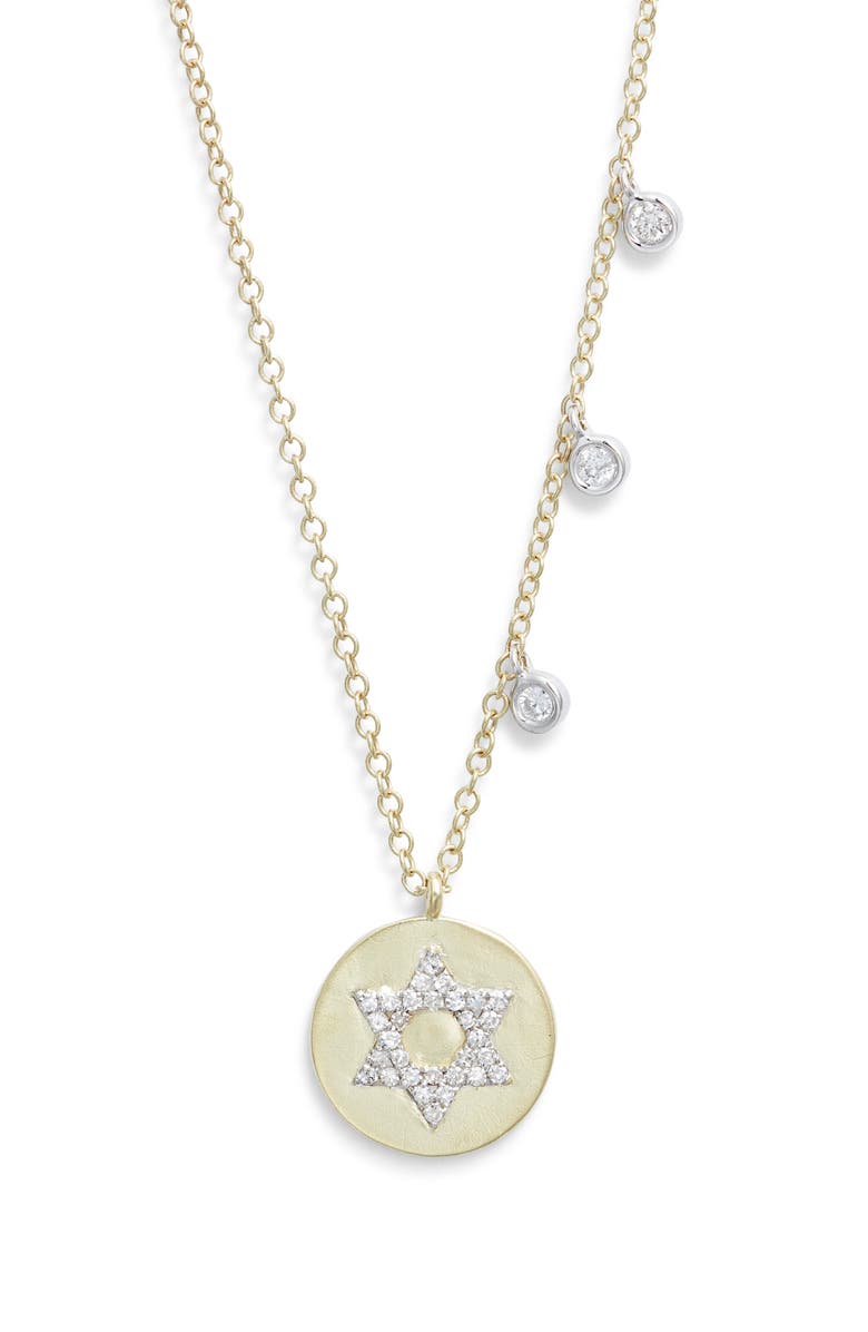Meira T Diamond Star of David Disc Pendant Necklace, Main, color,