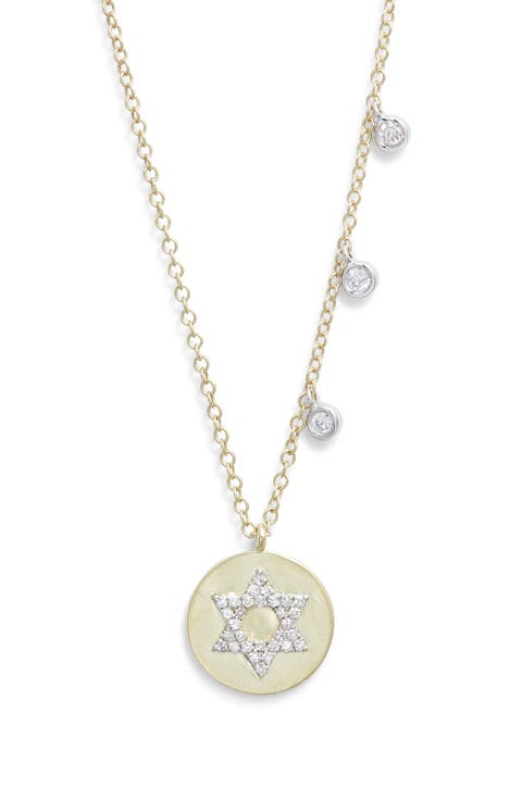 Diamond Star of David Disc Pendant Necklace
