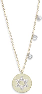 Meira T Diamond Star of David Disc Pendant Necklace