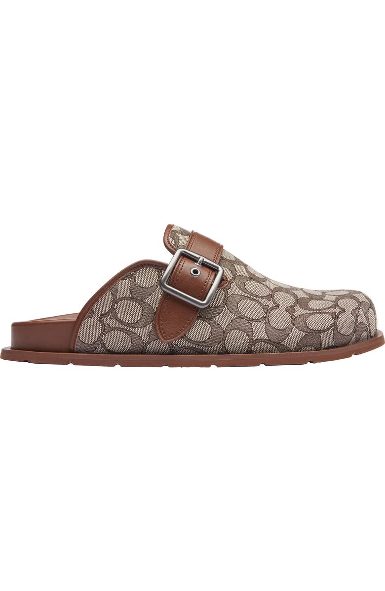 COACH Signature Jacquard Buckle Clog, Alternate, color, Oak/ Vintage Brown