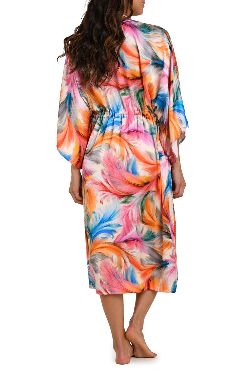La Blanca Feathered Print Cover-Up, Alternate, color, Pink Multi