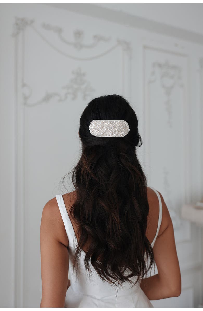Untamed Petals Bridgette Pearl Barrette, Alternate, color, Pearl