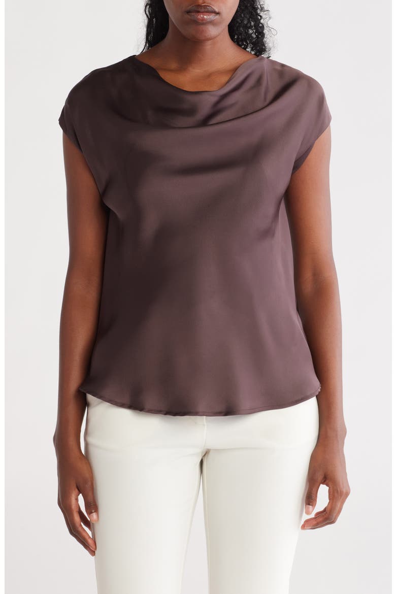 Cowl Neck Cap Sleeve Top, Main, color, CHOCOLATE