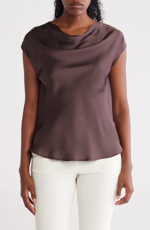 Cowl Neck Cap Sleeve Top (Plus)