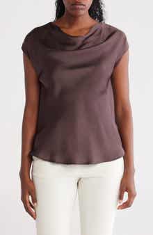 Renee C Cowl Neck Cap Sleeve Top