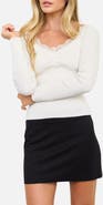 Blu Pepper Lace Trim Ruched Henley Top