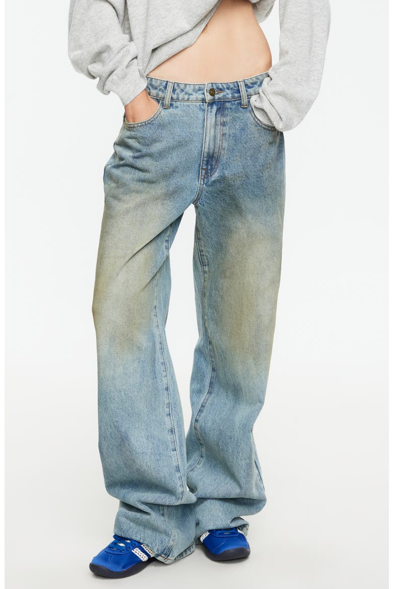 Top Model Low Rise Baggy Jeans, Main, color, STONE BLUE