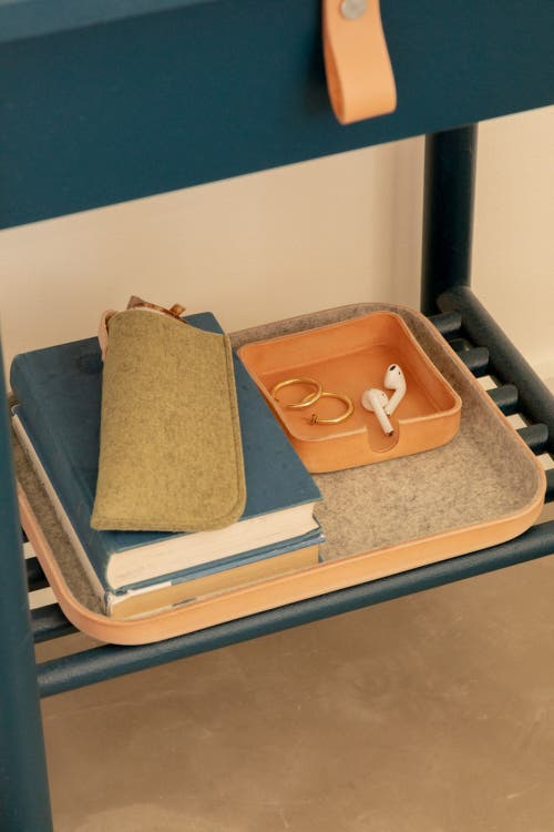 Graf & Lantz Graf Lantz Kawabon Leather/merino Wool Large Tray In Granite Vachetta