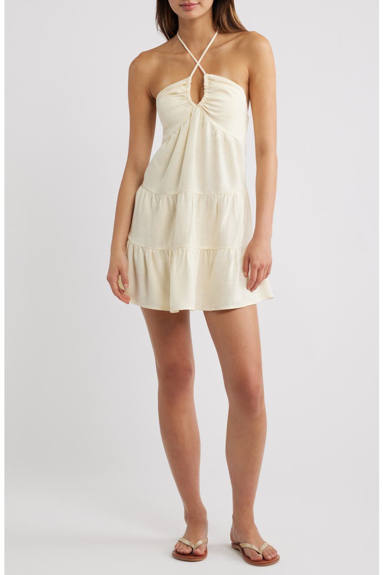Kenna Keyhole Halter Minidress, Main, color, VANILLA