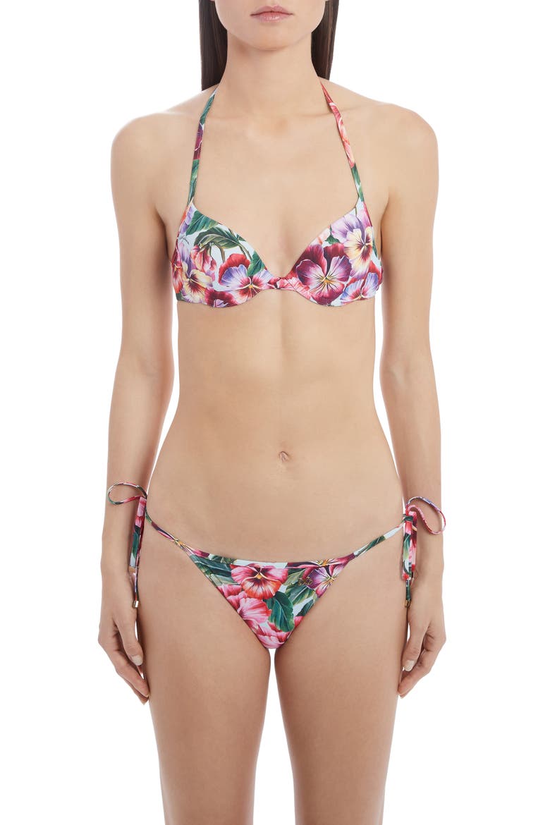 Pansy Print Underwire Bikini Top, Main, color, PINK PANSY