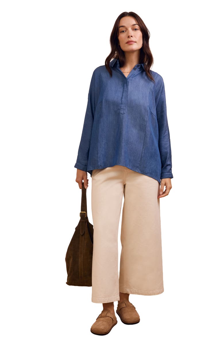 Celtic & Co. Drapey Pop Over Blouse, Alternate, color, Denim Blue