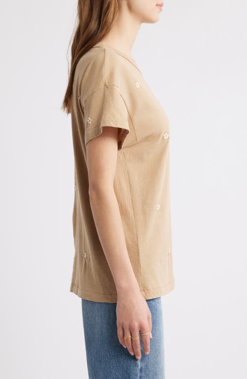 The Great . The Boxy Embroidered Crewneck Tee In Khaki