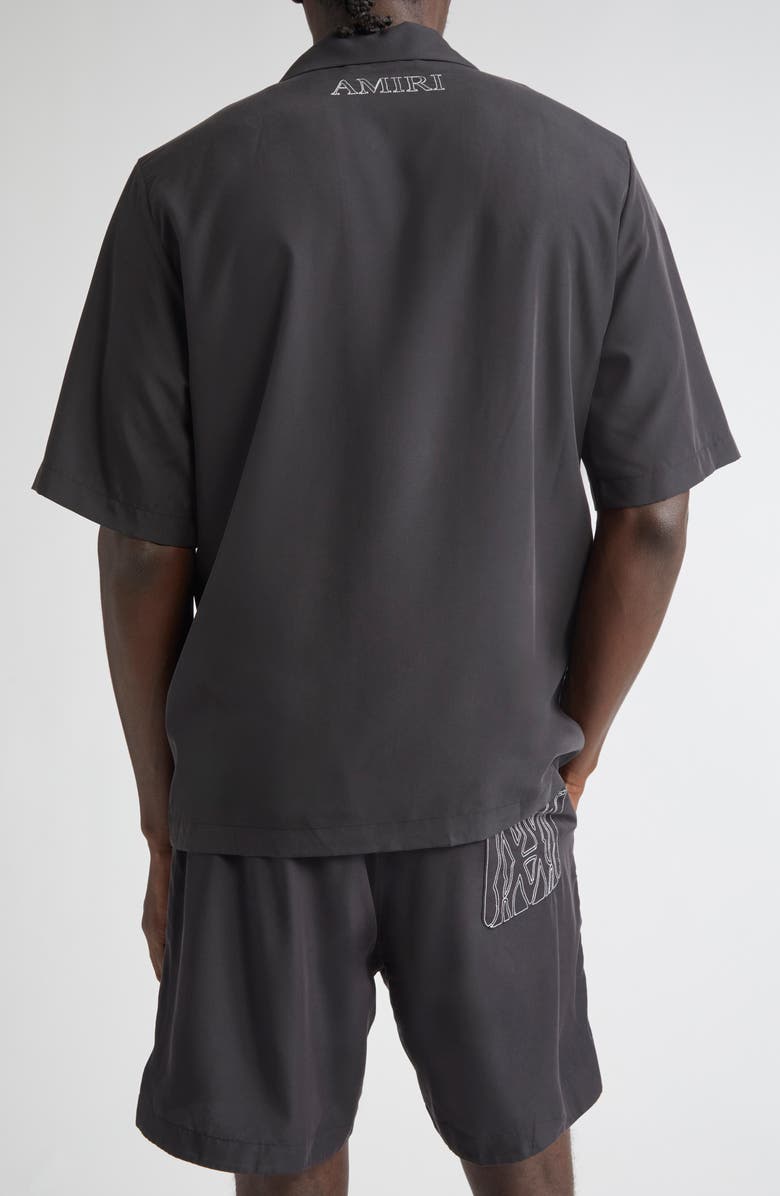AMIRI MA Core Logo Outline Bowling Shirt, Alternate, color, Black