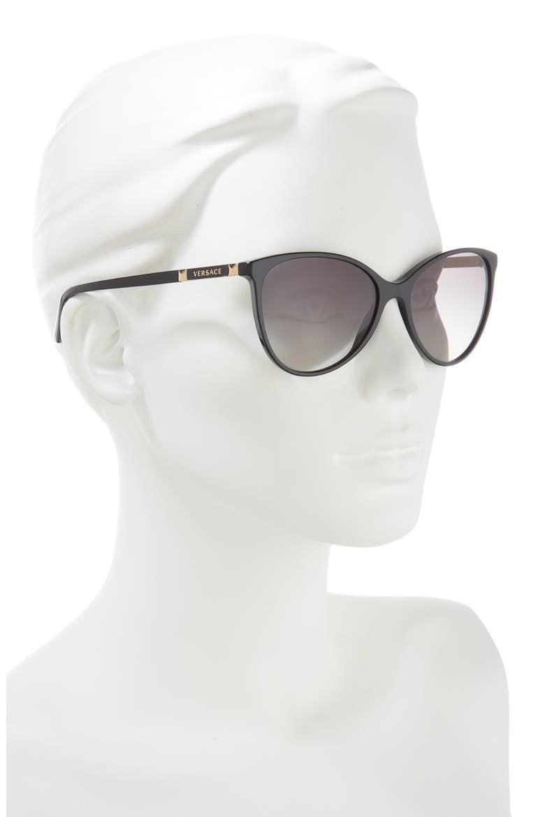 58mm Round Sunglasses, Alternate, color, BLACK