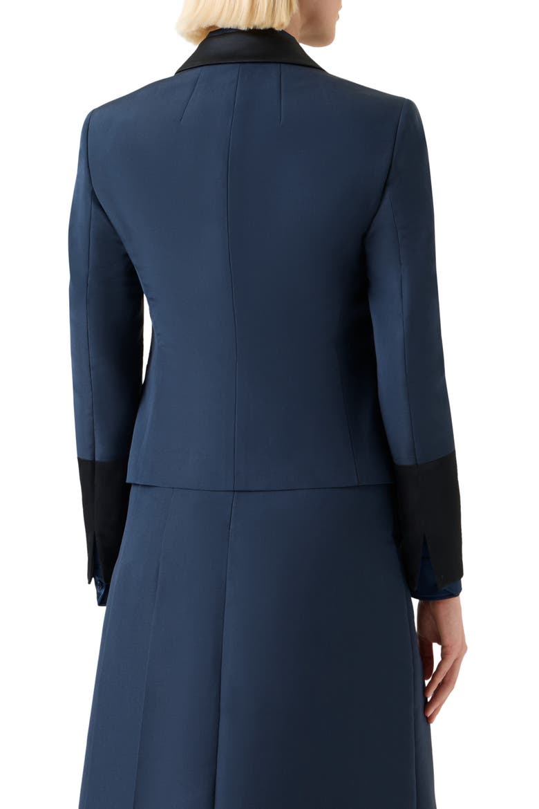 Deneuve Silk Crop Blazer, Alternate, color, NAVY