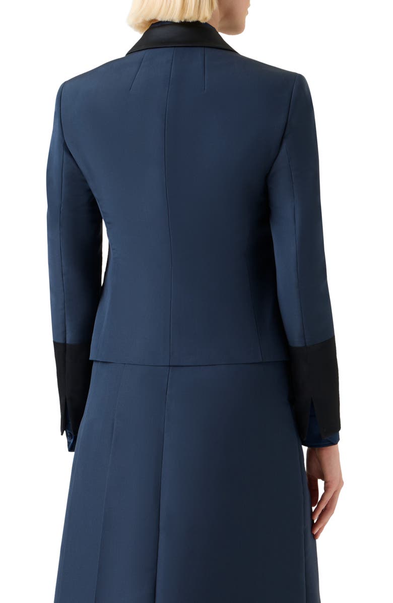 Akris Deneuve Silk Crop Blazer, Alternate, color, Navy