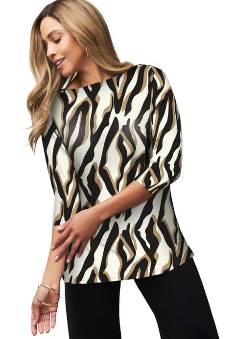 Stretch Cotton Boatneck Tunic