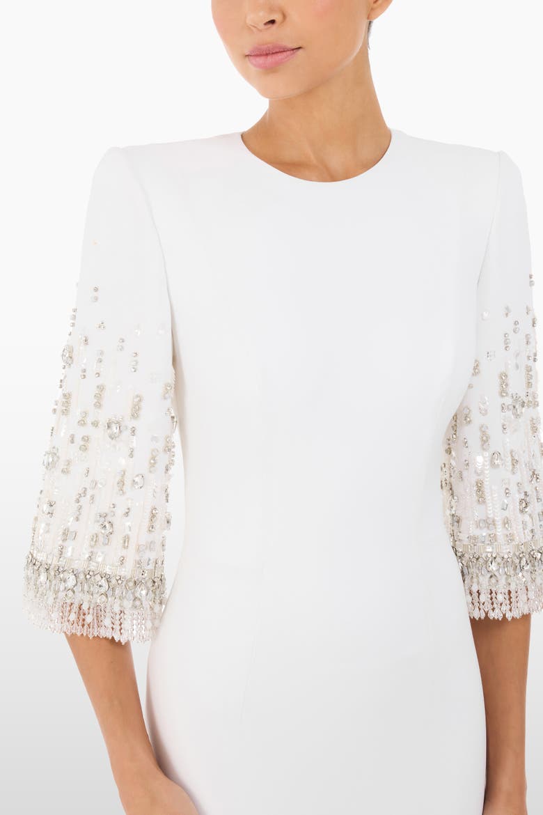 Ebba Crystal-Embellished Midi Dress, Alternate, color, Natural White