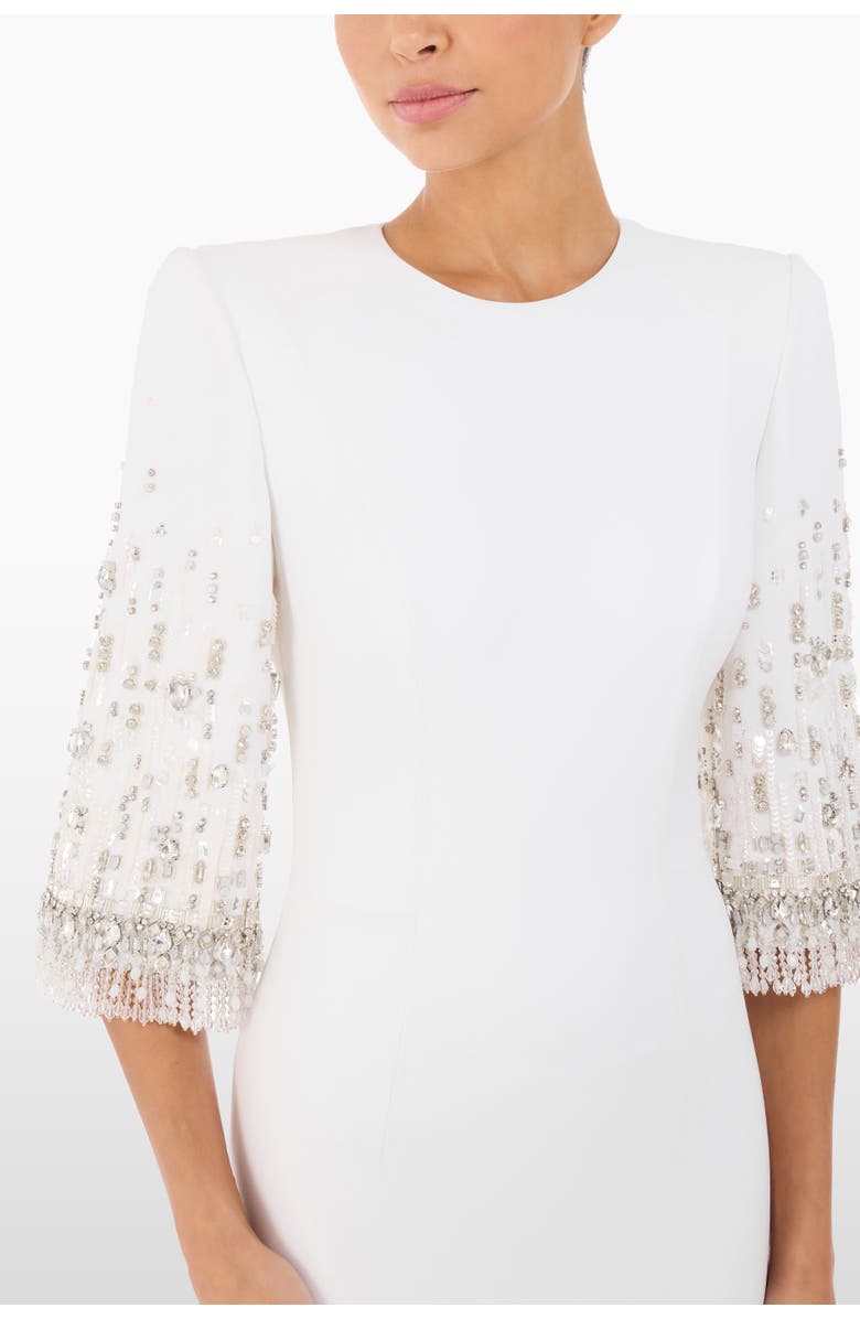 Jenny Packham Ebba Crystal-Embellished Midi Dress, Alternate, color, Natural White