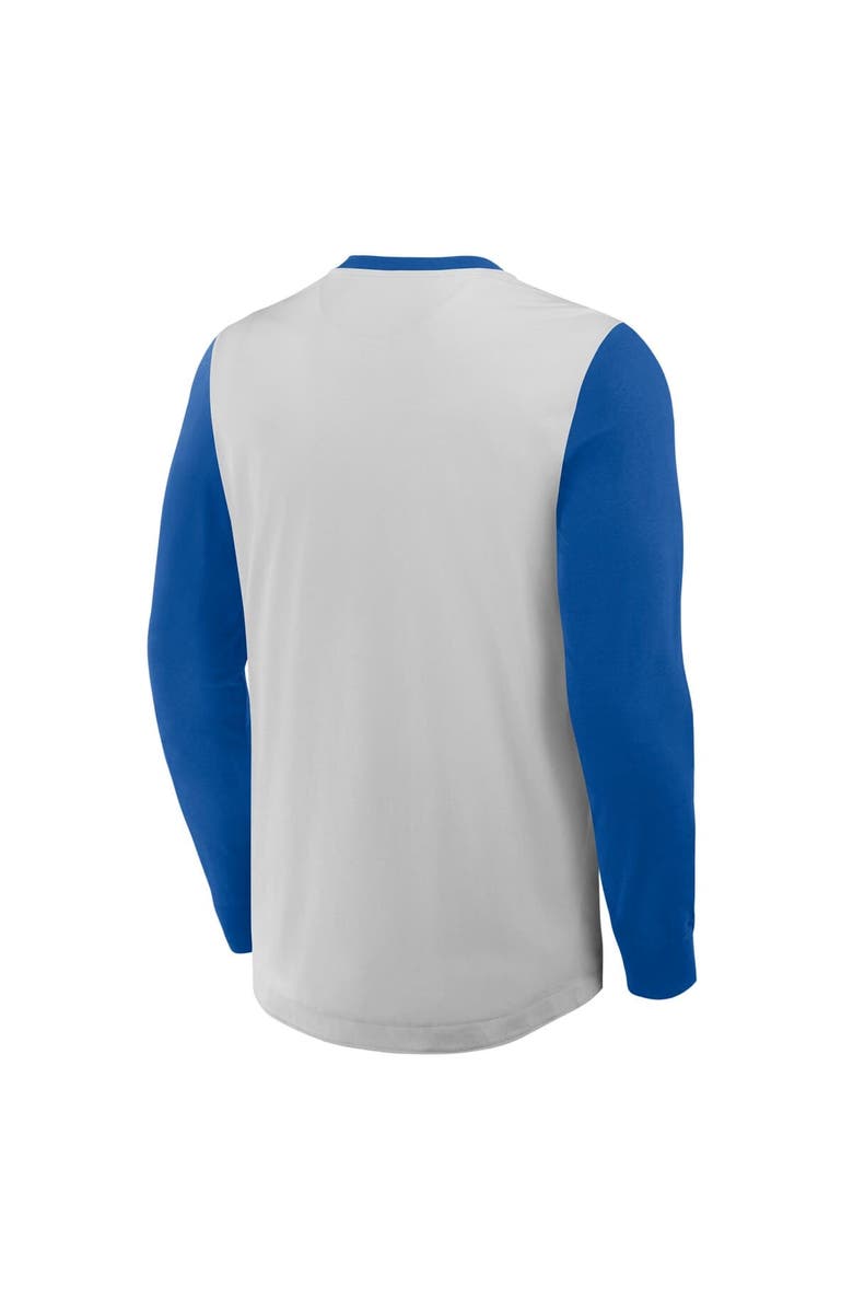 FANATICS Men's Fanatics Gray/Royal Chicago Cubs Clubhouse Long Sleeve Henley Shirt, Alternate, color, Gray