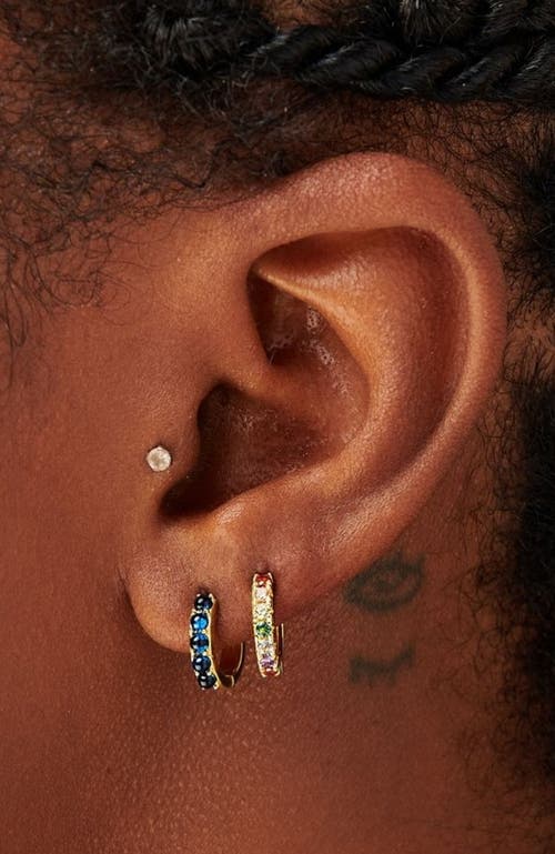 Little Sky Stone Beaded Huggie Earrings In Gold