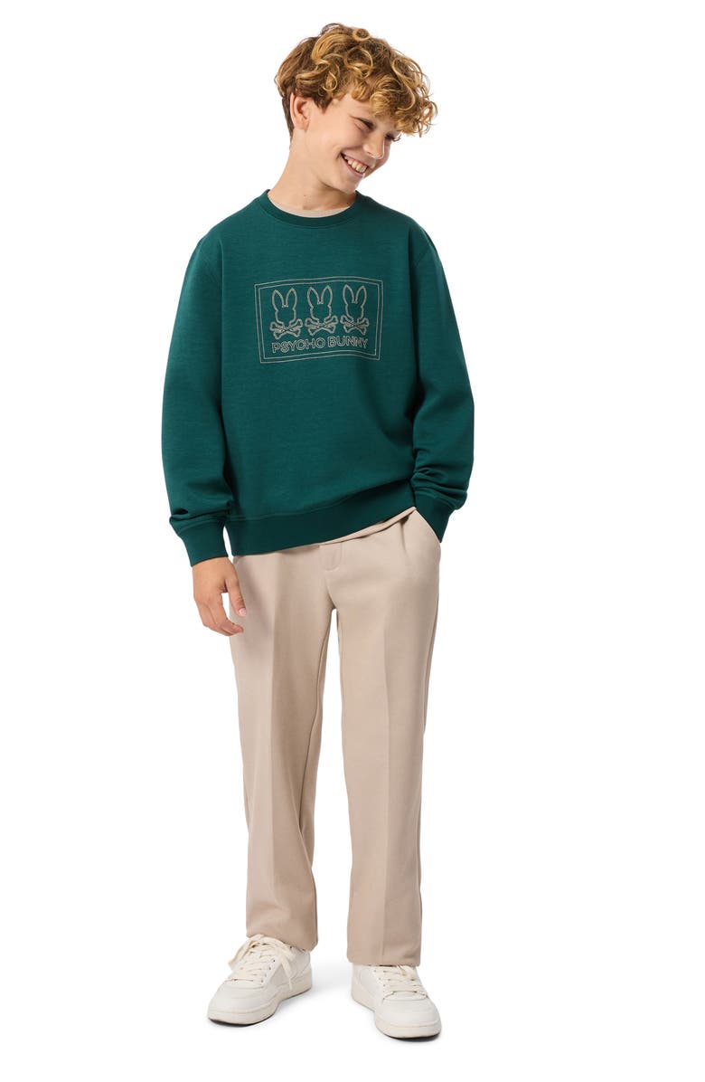 Psycho Bunny Kids' Tacoma Stitch Sweatshirt, Alternate, color, Sea Moss