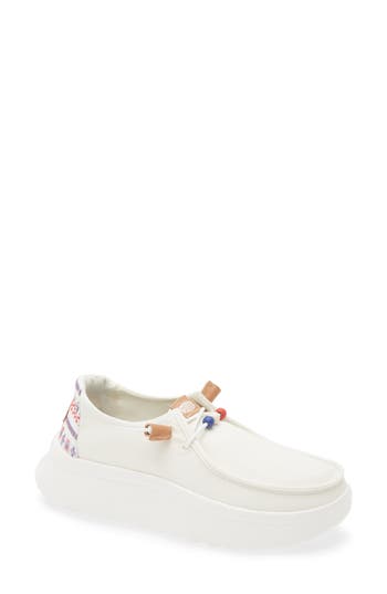 Hey Dude Wendy Peak Baja Stripe Slip-on Moc Toe Shoe In White