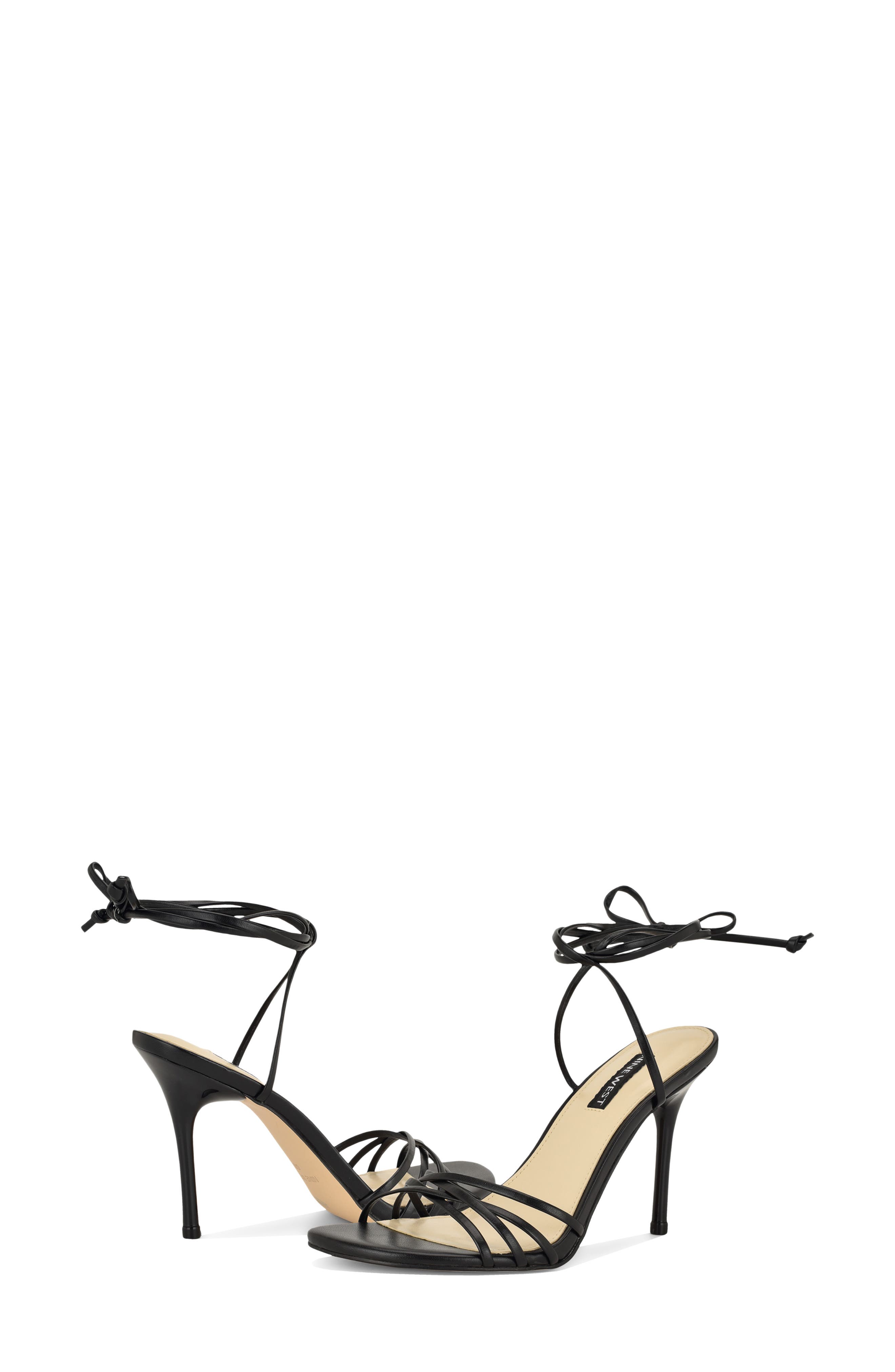 Nine West Opela Ankle Wrap Sandal, Alternate, color, Black