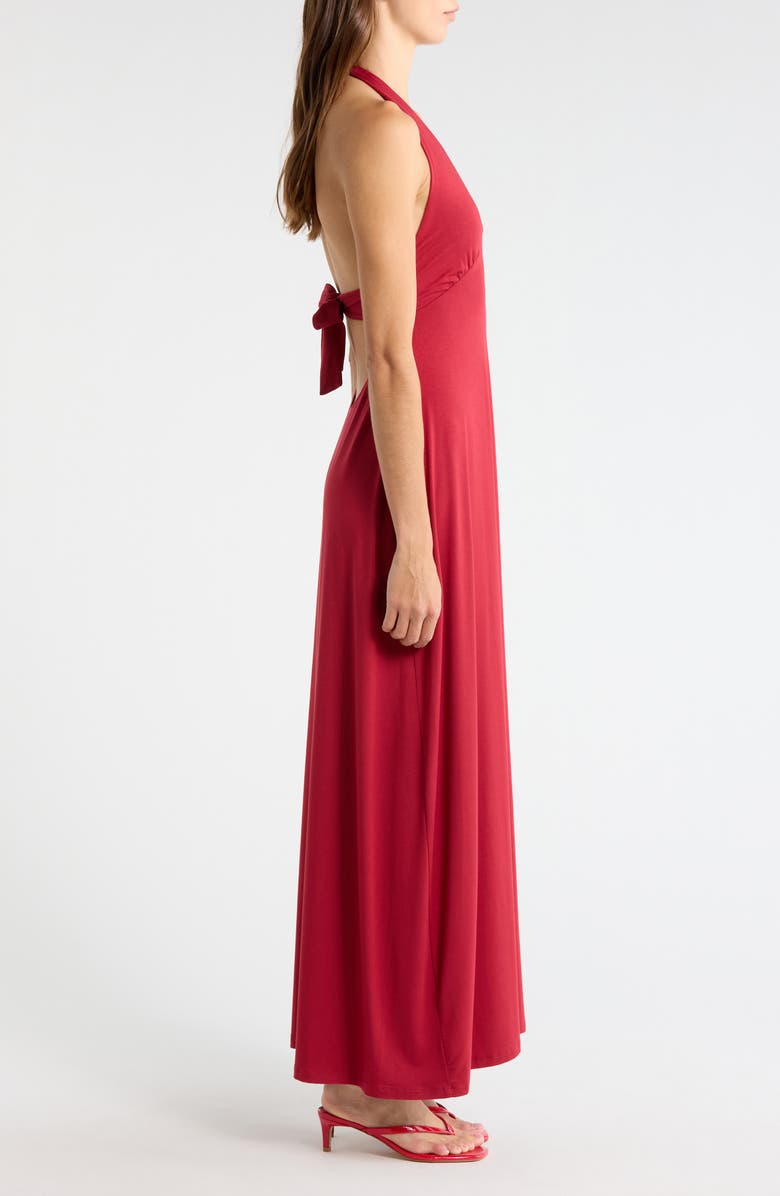 PacSun Third Charm Alexa Halter Maxi Dress, Alternate, color, Wine