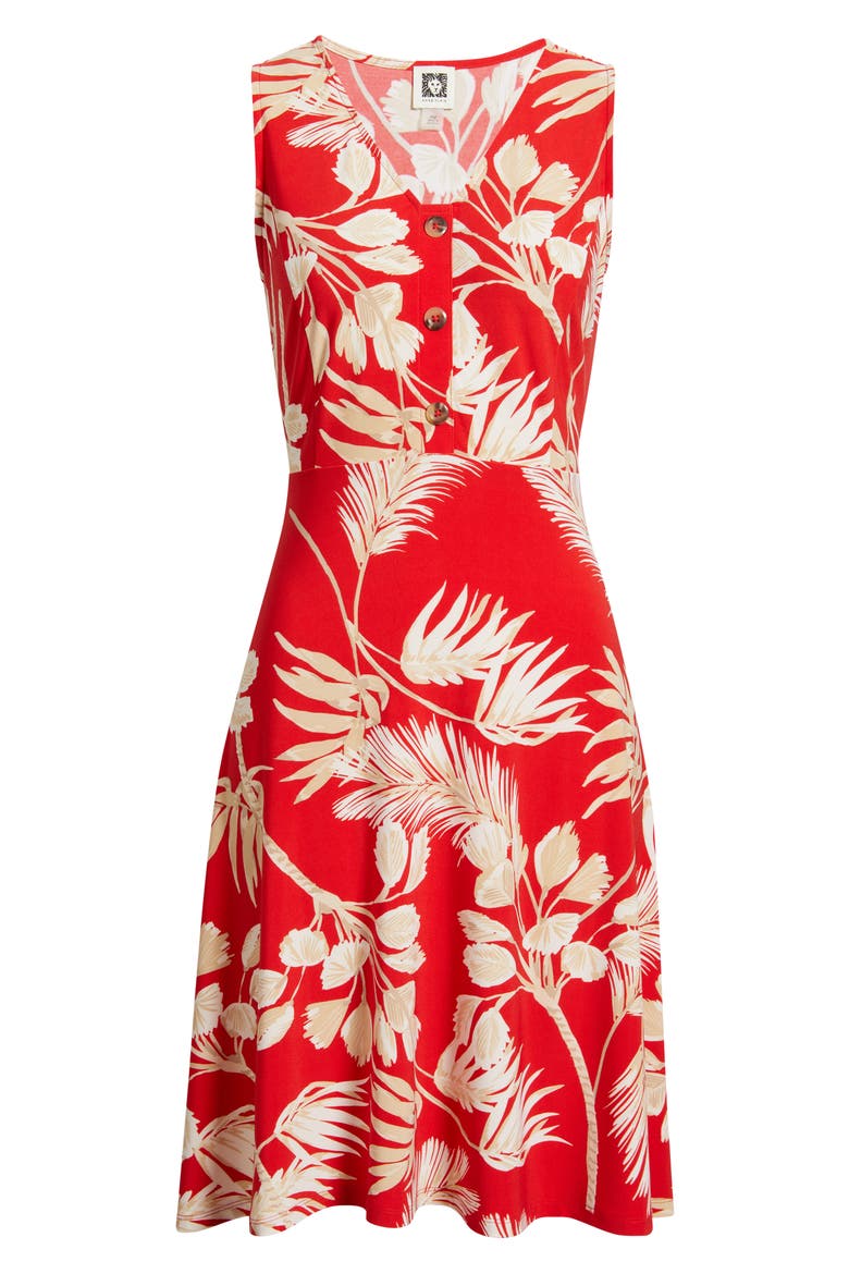 Floral Sleeveless A-Line Dress, Alternate, color, BEGONIA RED MULTI