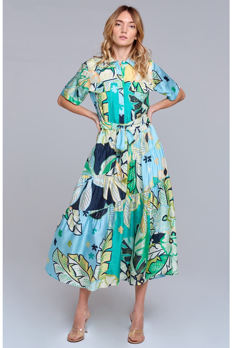 Soryn Leaf Print Shirtdress, Alternate, color, BLUE MULTI