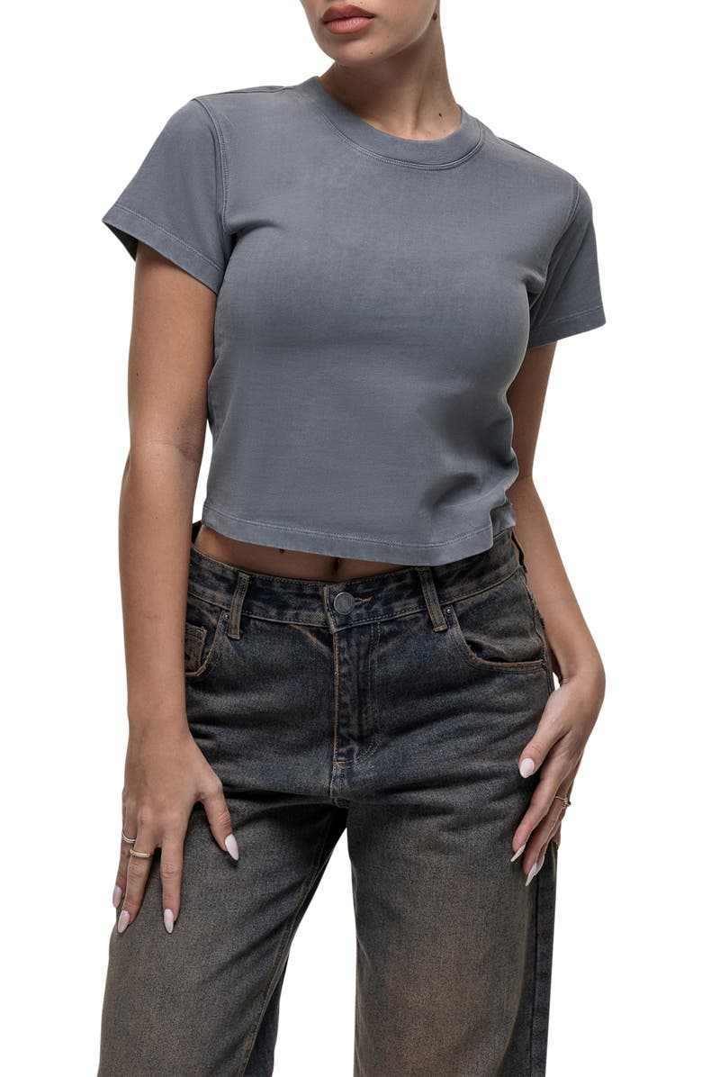 Good For Nothing Scribble Grey Baby Tee, Alternate, color, Grey